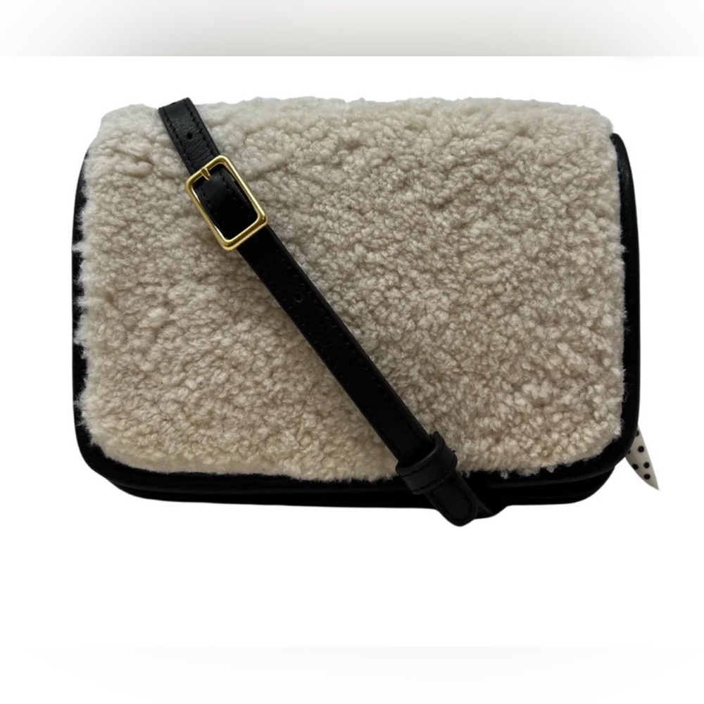 Kempton and Co. Mini Mia Crossbody in Shearling and Rattan Brown. EUC